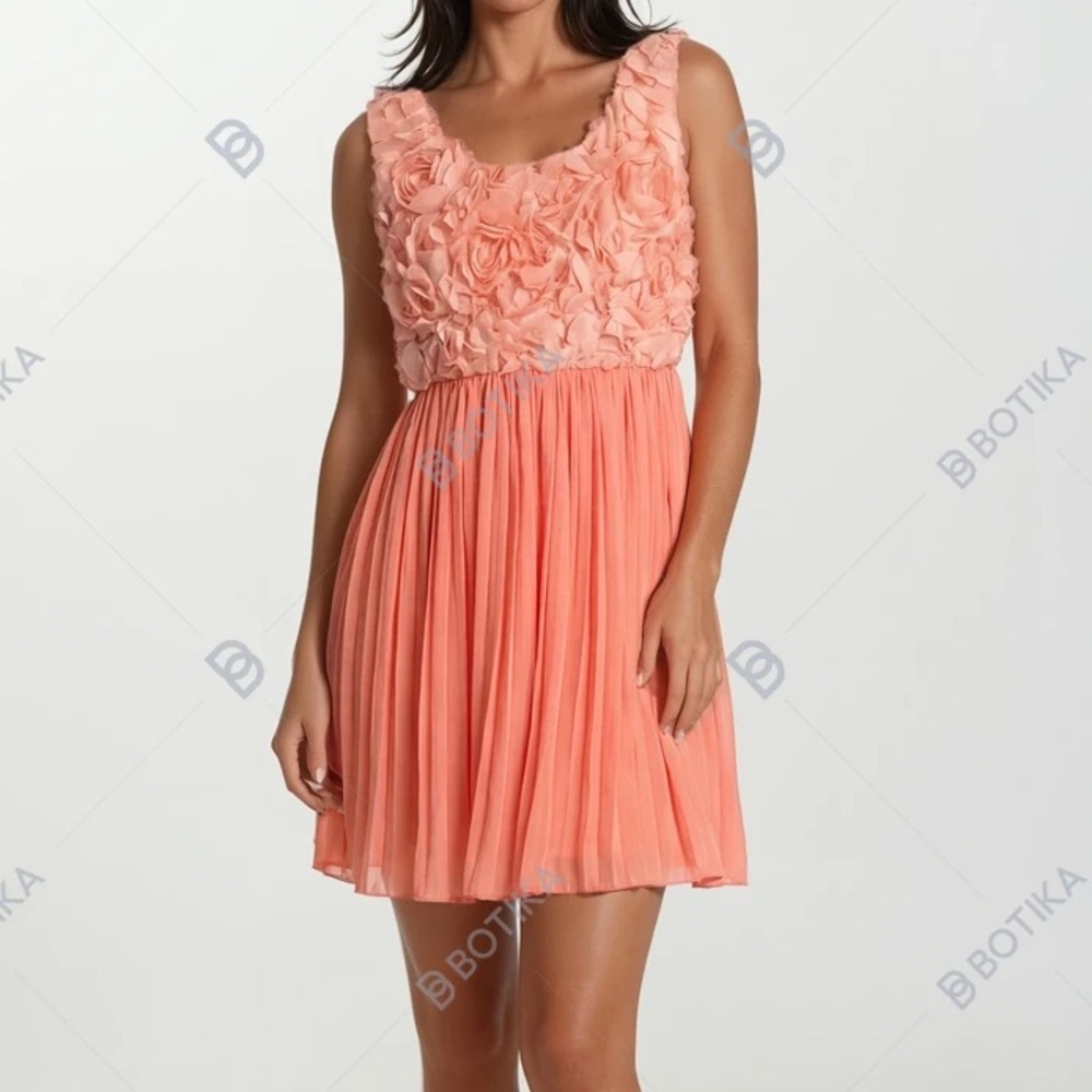 Katie Coral Pink Rosette 3D Flower Party Dress